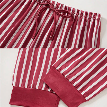 Women'S Pajamas New Design Short-Sleeved Striped Trousers Two-Piece Elegant Casual Home Wear Suit